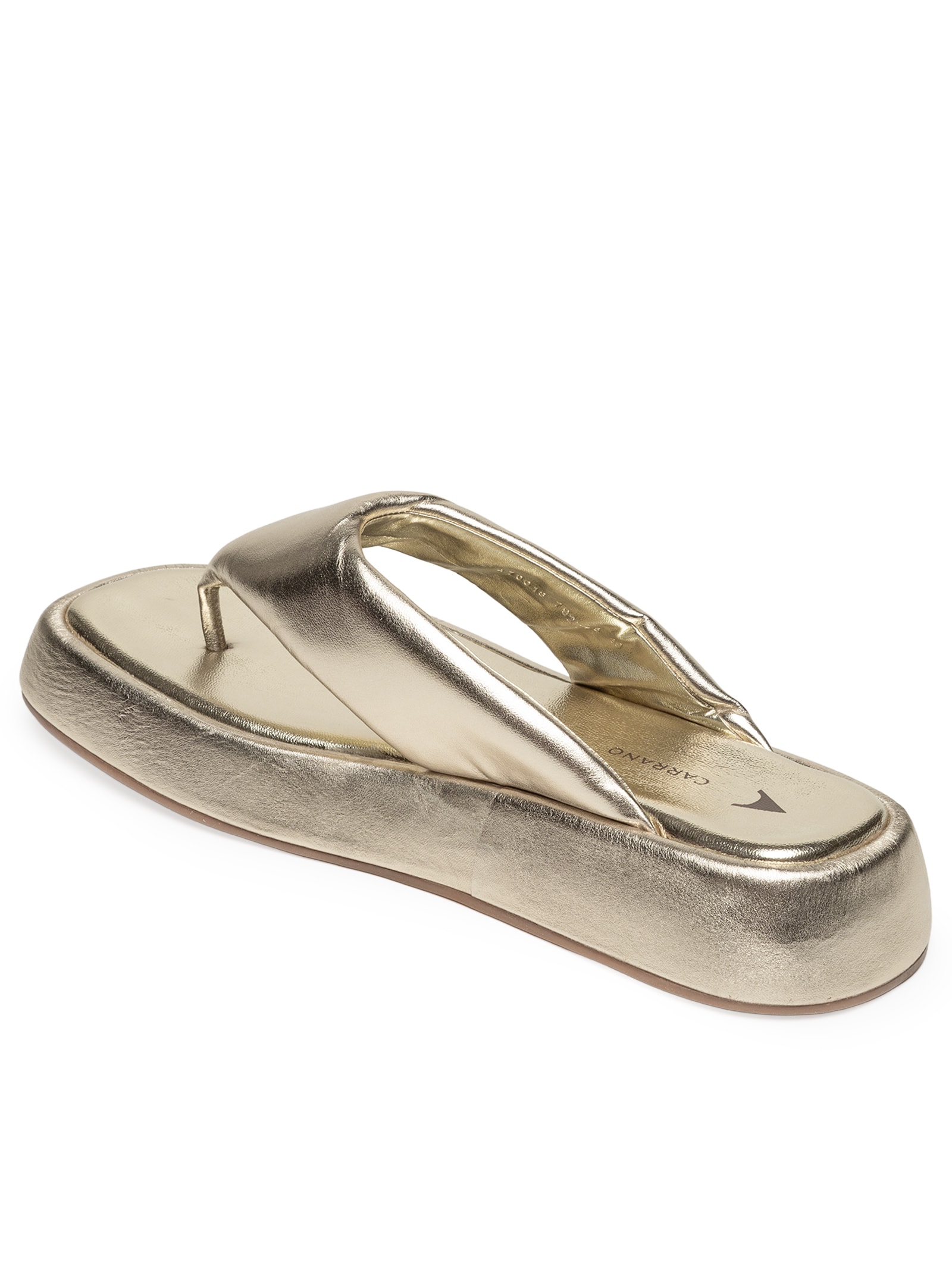 Sandália Feminina Flatform Metal Couro Dourado Carrano