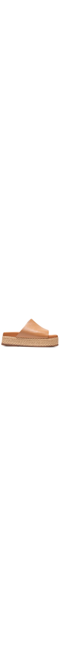 Sandália Feminina Flatform Quadrada Tira Couro - Marrom
