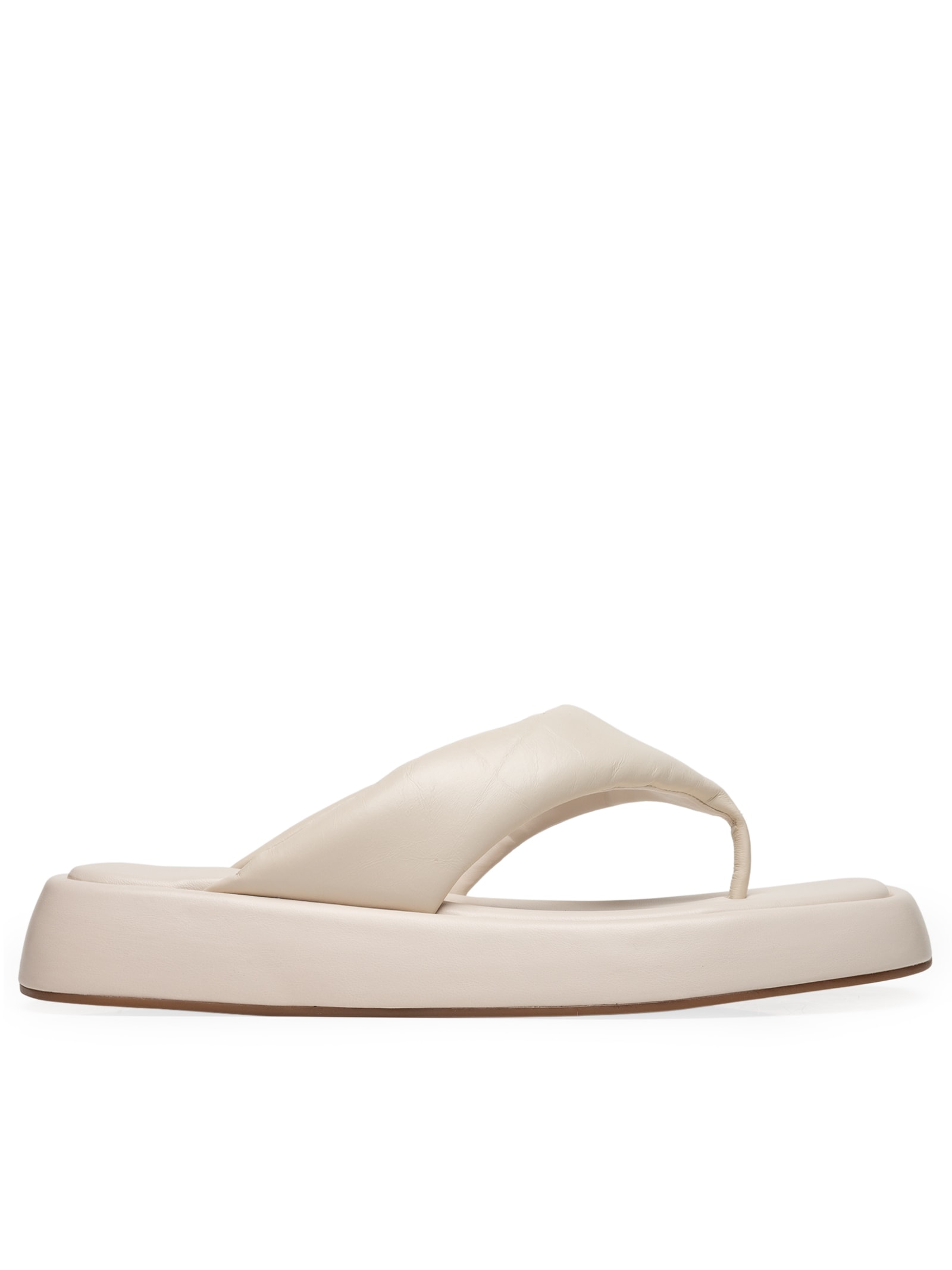 Sandália Feminina Flatform Thong Couro Branco Carrano