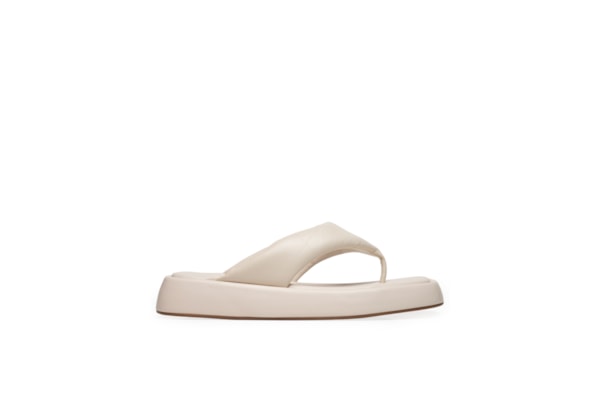 Sandália Feminina Flatform Thong Couro - Branco