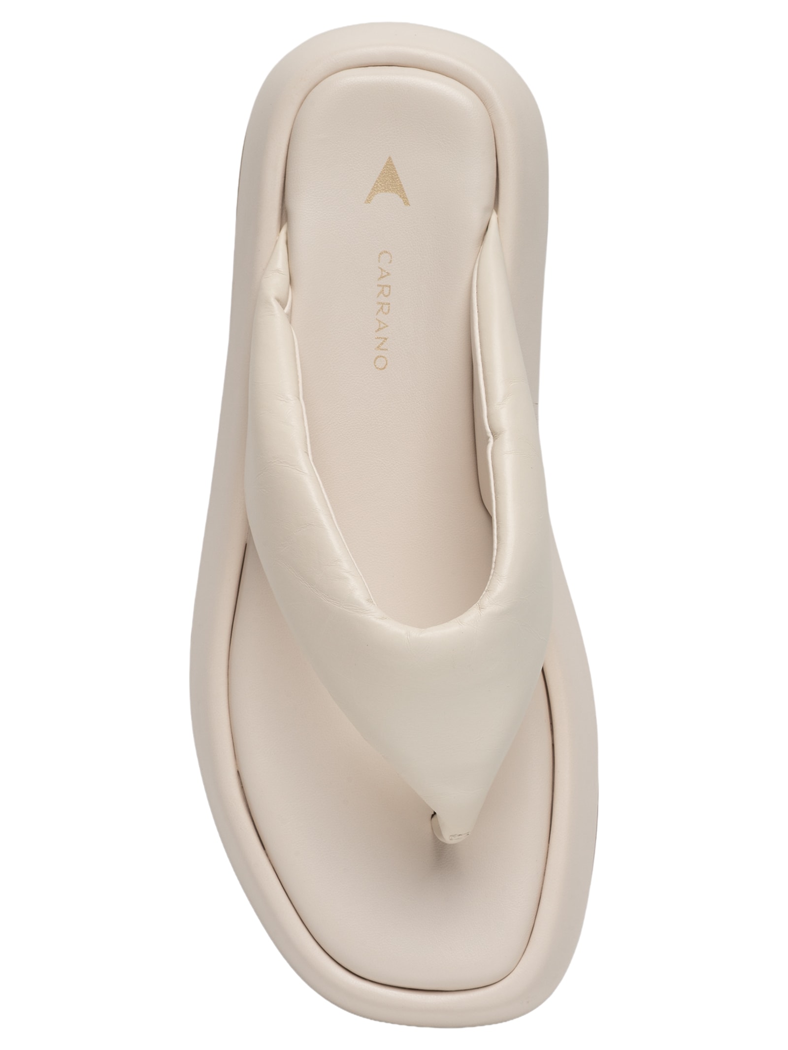Sandália Feminina Flatform Thong Couro Branco Carrano