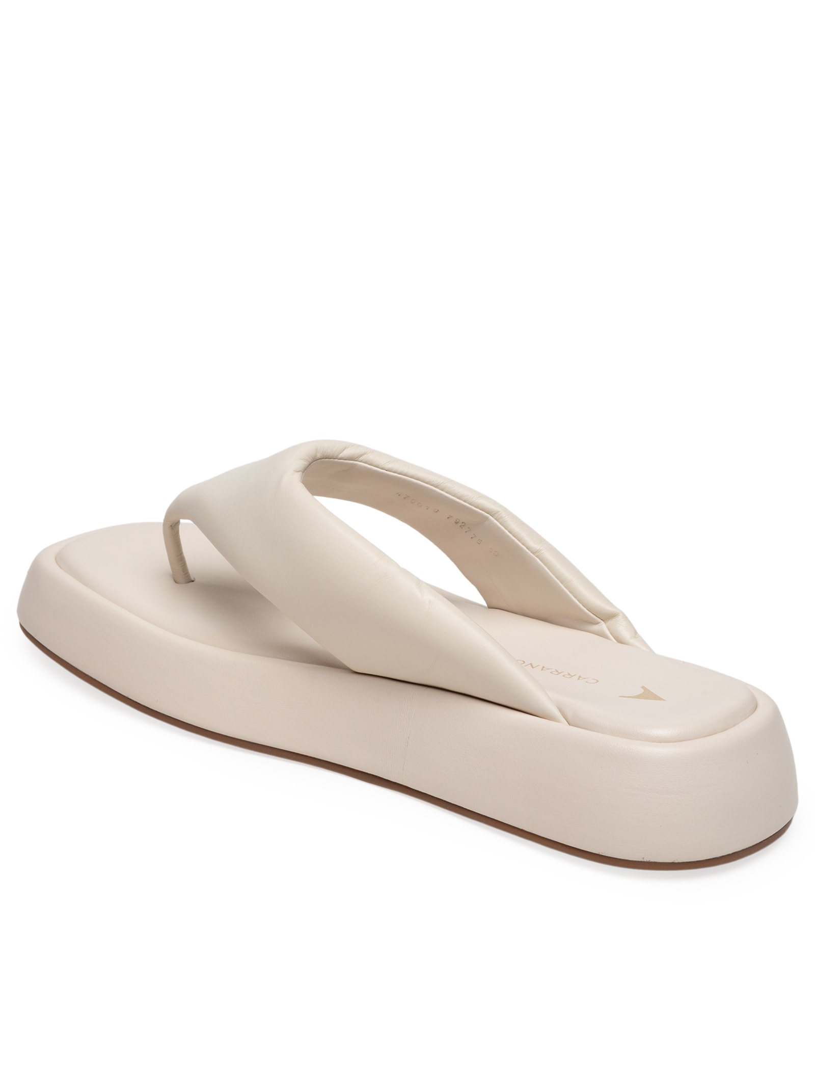 Sandália Feminina Flatform Thong Couro Branco Carrano