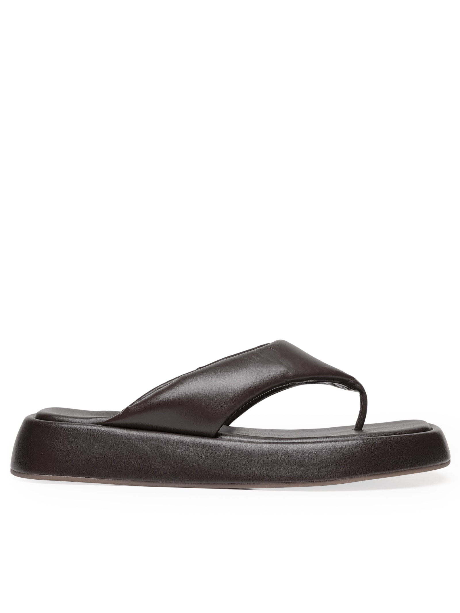 Sandália Feminina Flatform Thong Couro Marrom Carrano