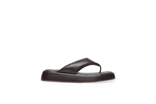Sandália Feminina Flatform Thong Couro - Marrom