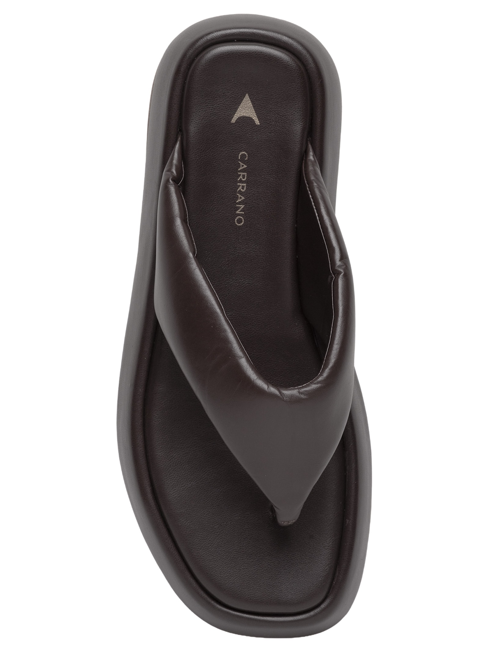 Sandália Feminina Flatform Thong Couro Marrom Carrano