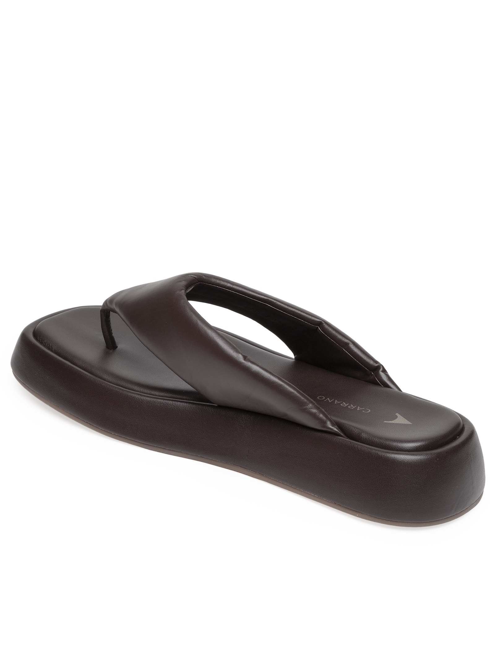 Sandália Feminina Flatform Thong Couro Marrom Carrano