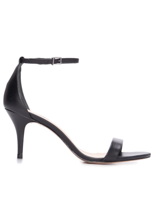 Sandália Feminina Gisele Salto Médio Couro – Preto