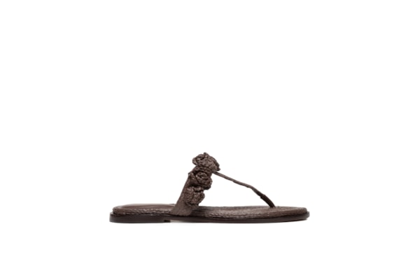 Sandália Feminina  Grease Cabedal Ráfia - Marrom