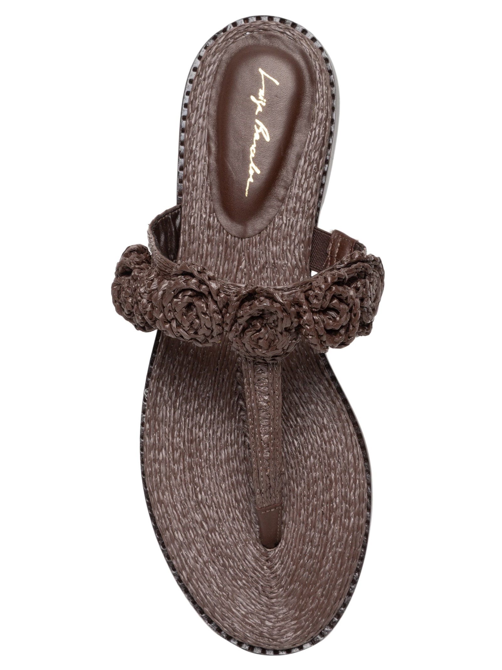 Sandália Feminina  Grease Cabedal Ráfia Marrom Luiza Barcelos