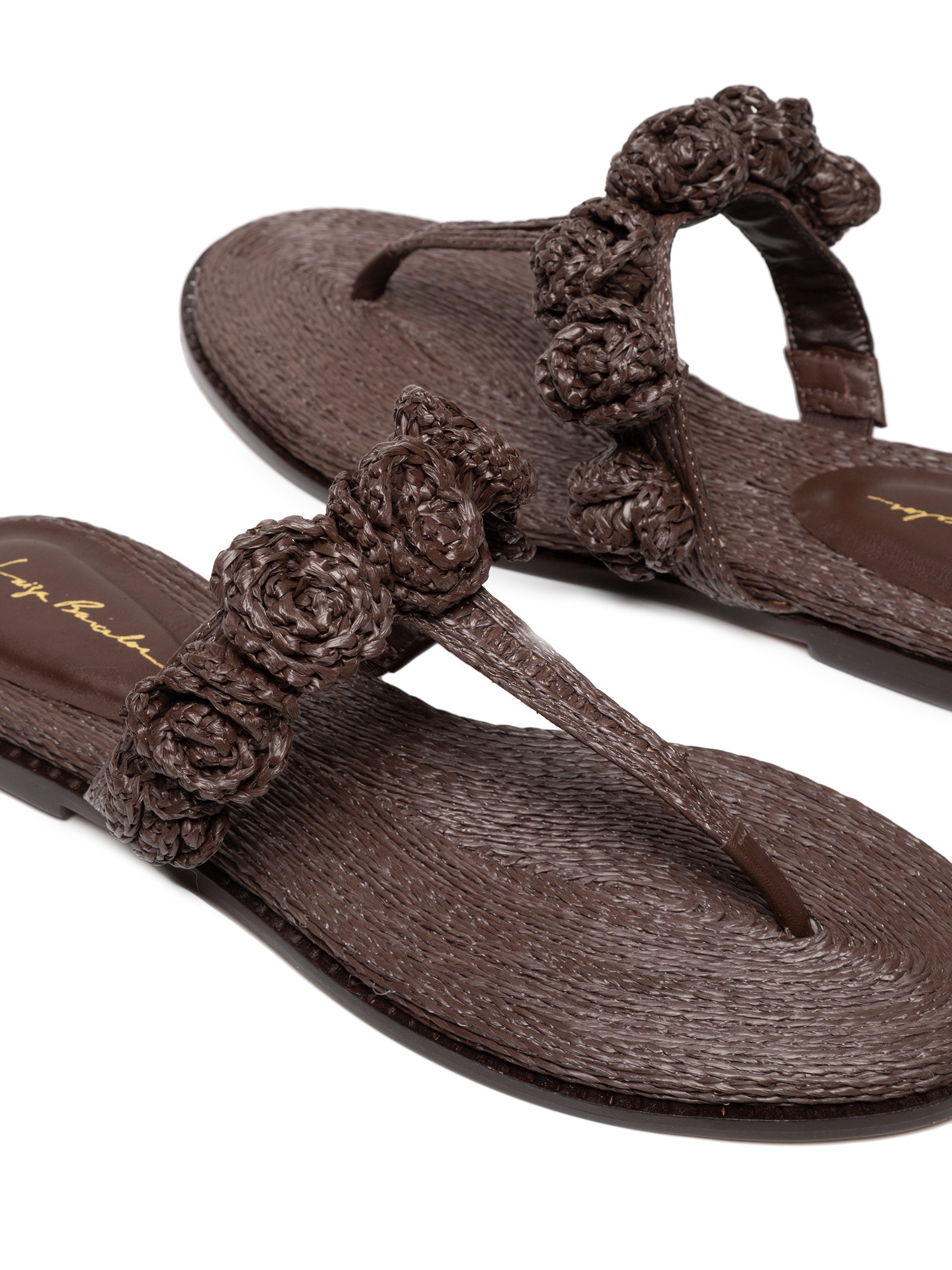 Sandália Feminina  Grease Cabedal Ráfia Marrom Luiza Barcelos