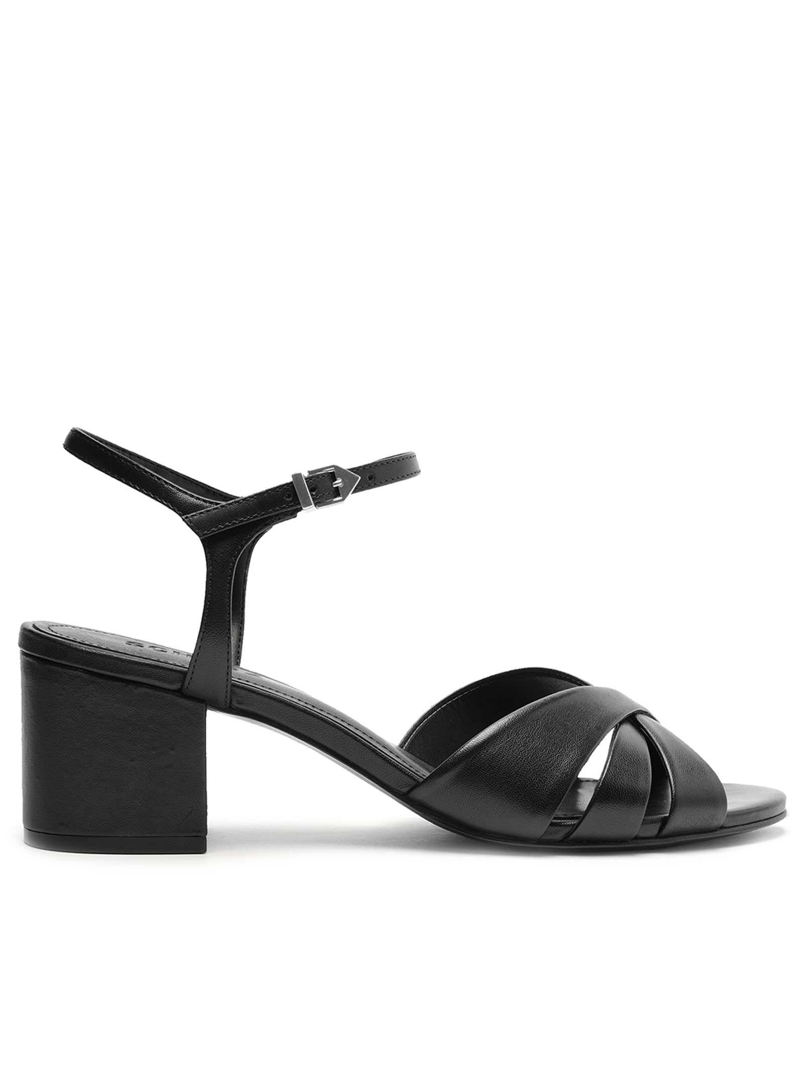 Sandália Feminina Keefa Mid Block Couro - Schutz - Preto