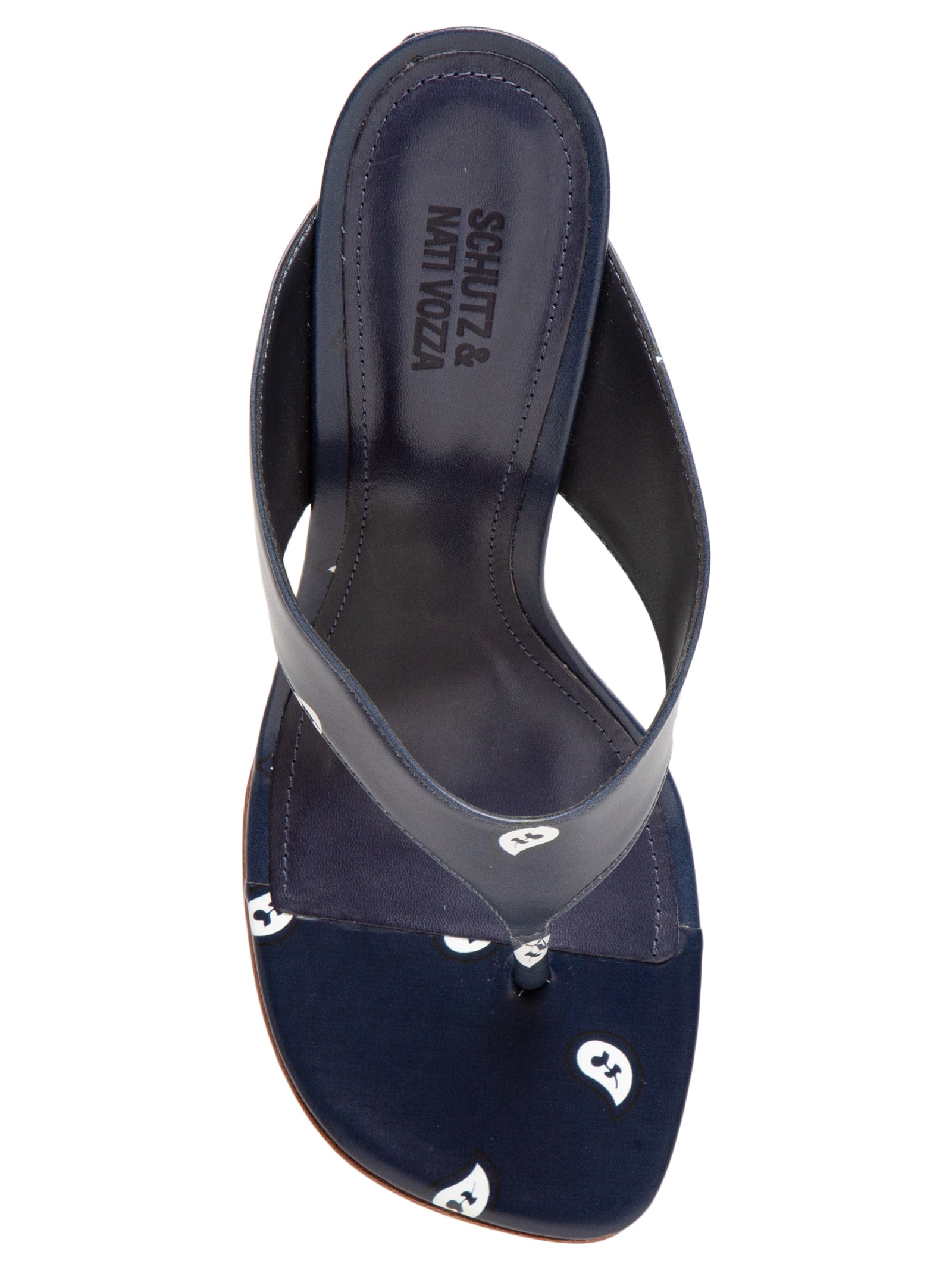 Sandália Feminina Maya Scarf Couro Azul Schutz + Nati Vozza