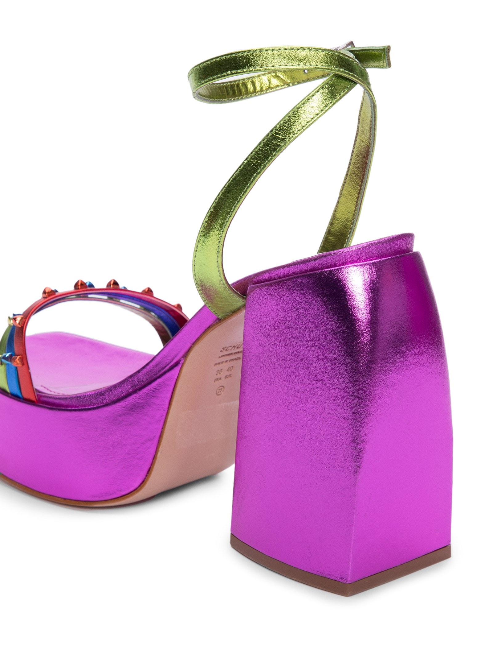 Sandália Feminina Meia Pata Couro Metalizado Roxo Schutz