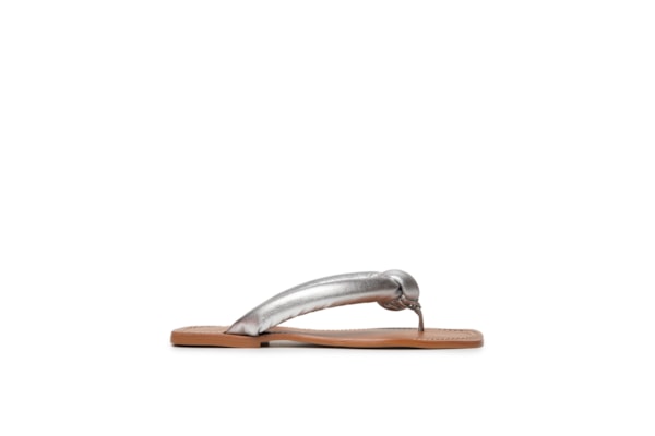 Sandália Feminina Metal Leather - Prateado