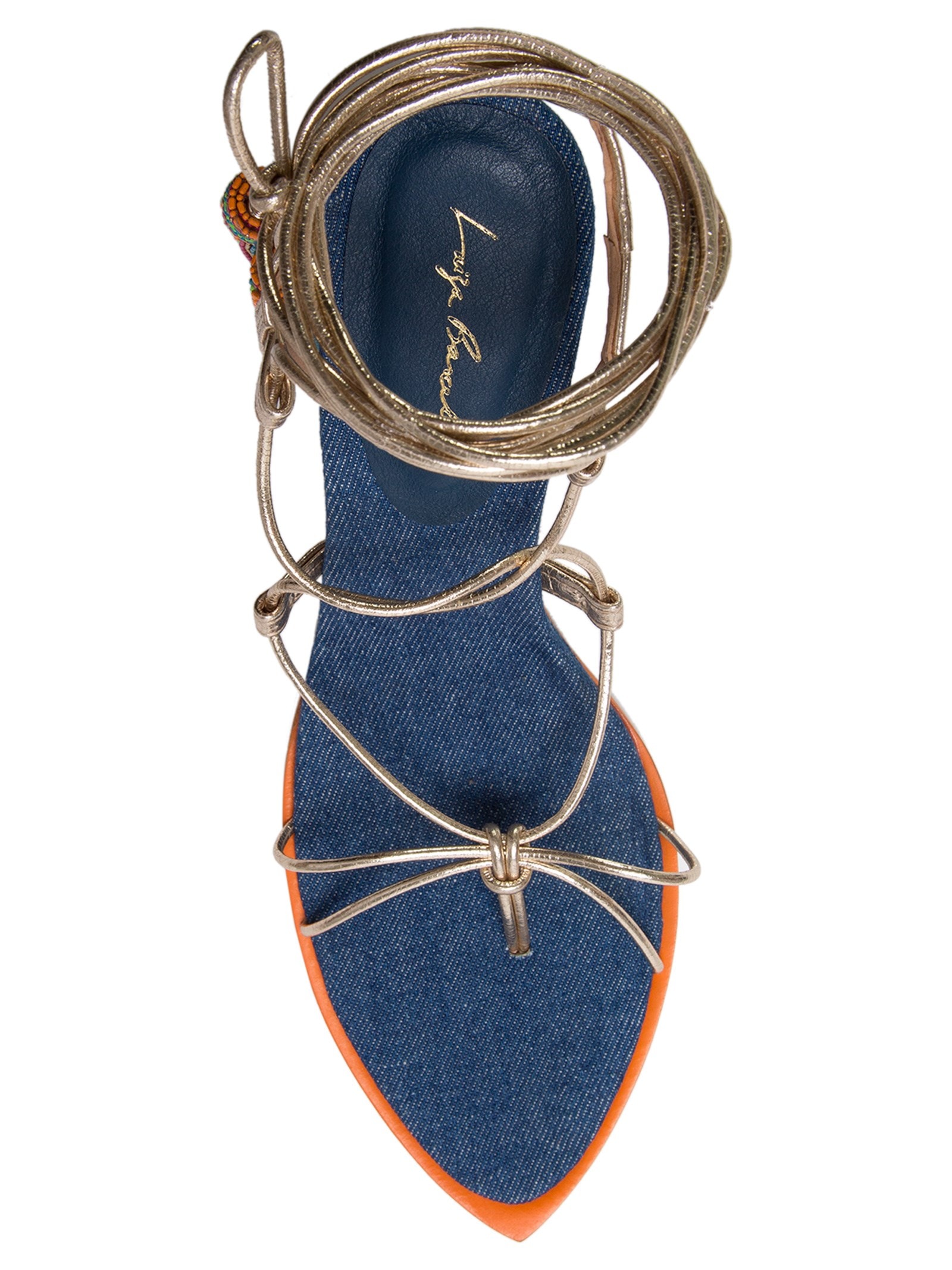 Sandália Feminina Metalcolor Nude Tec.new Denim Indigo Azul Luiza Barcelos