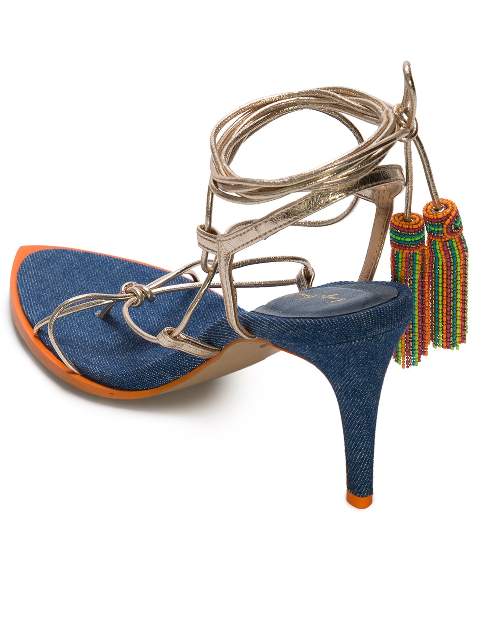 Sandália Feminina Metalcolor Nude Tec.new Denim Indigo Azul Luiza Barcelos