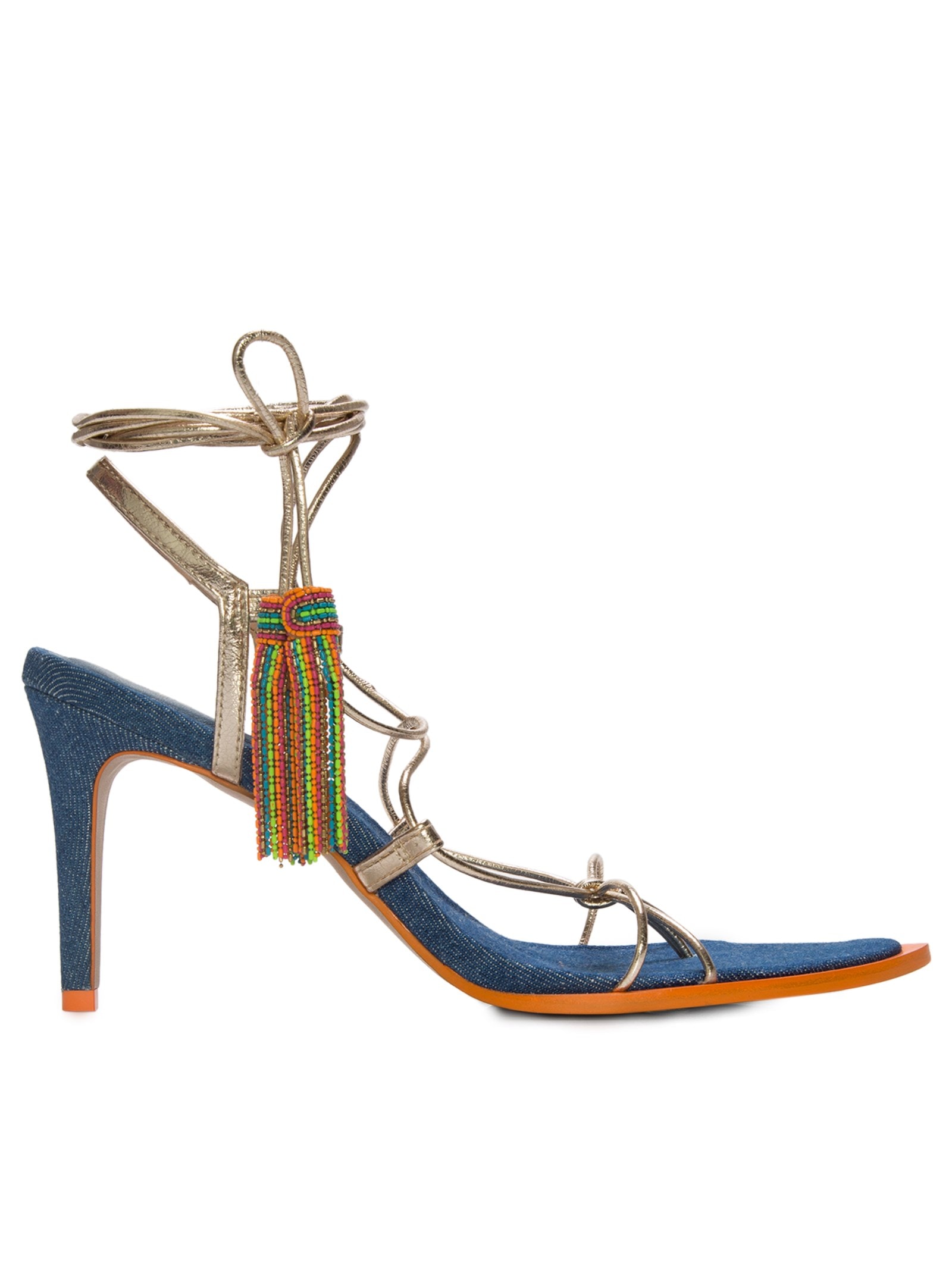 Sandália Feminina Metalcolor Nude Tec.new Denim Indigo Azul Luiza Barcelos