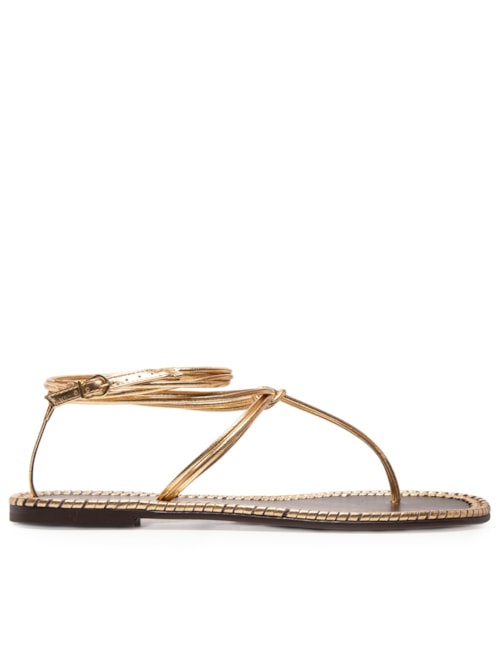 Sandália Feminina Metalcolor Rasteira – Dourado