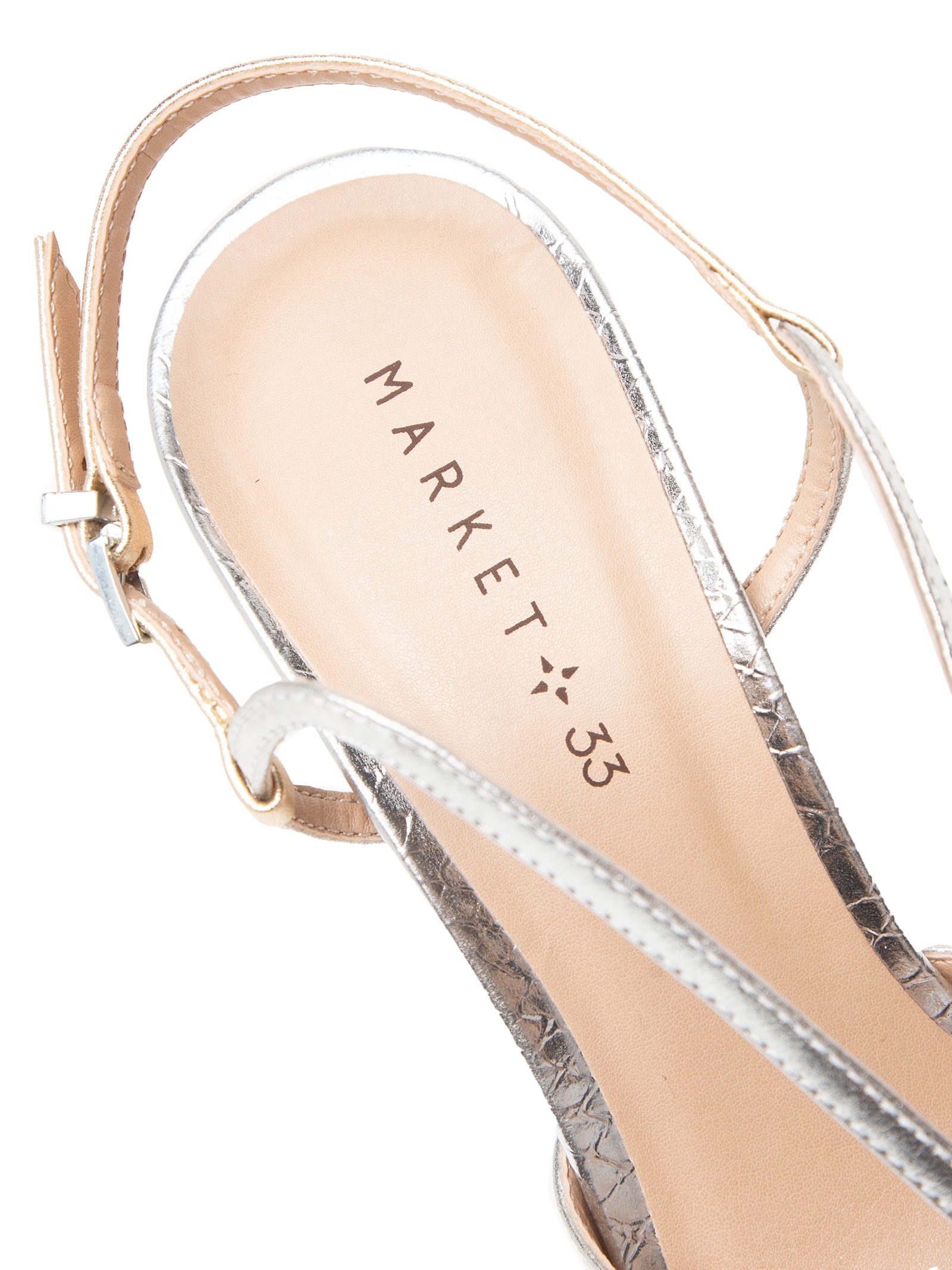 Sandália Feminina Metalizada Bicolor Prata Market 33