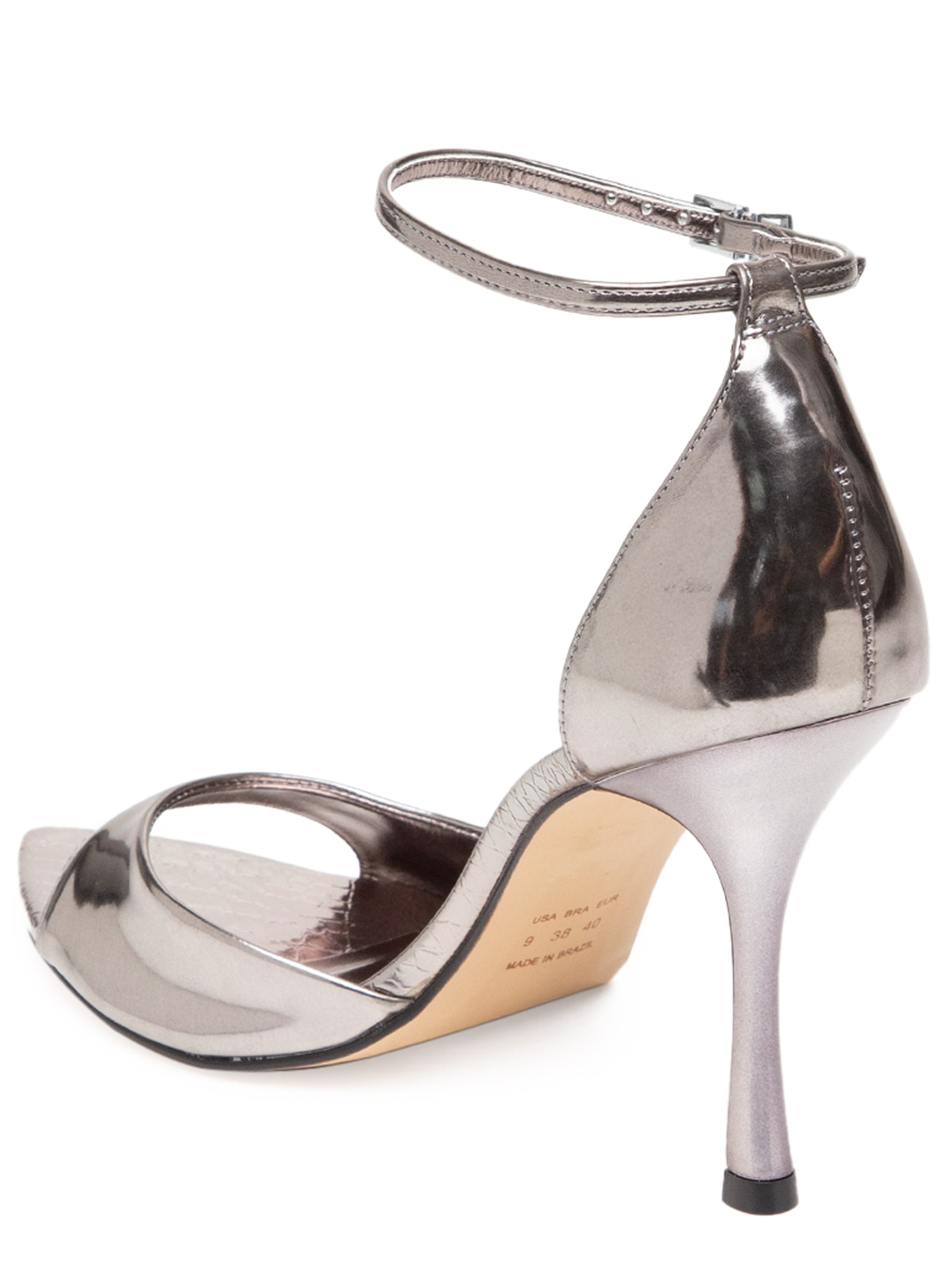 Sandália Feminina Metalizada Com Salto Prata Market 33