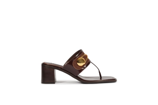 Sandália Feminina Mule Couro Glam - Marrom
