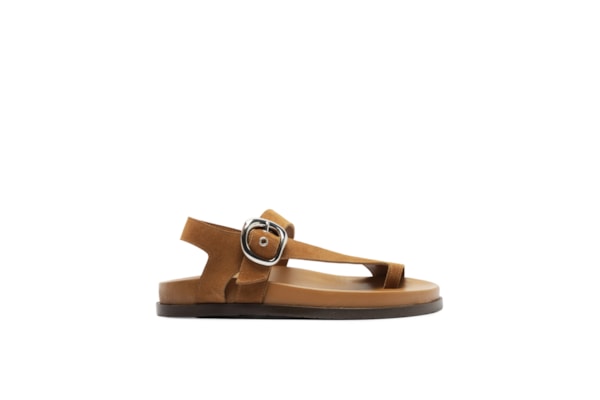 Sandália Feminina Papete Acamurçada Flatform - Marrom
