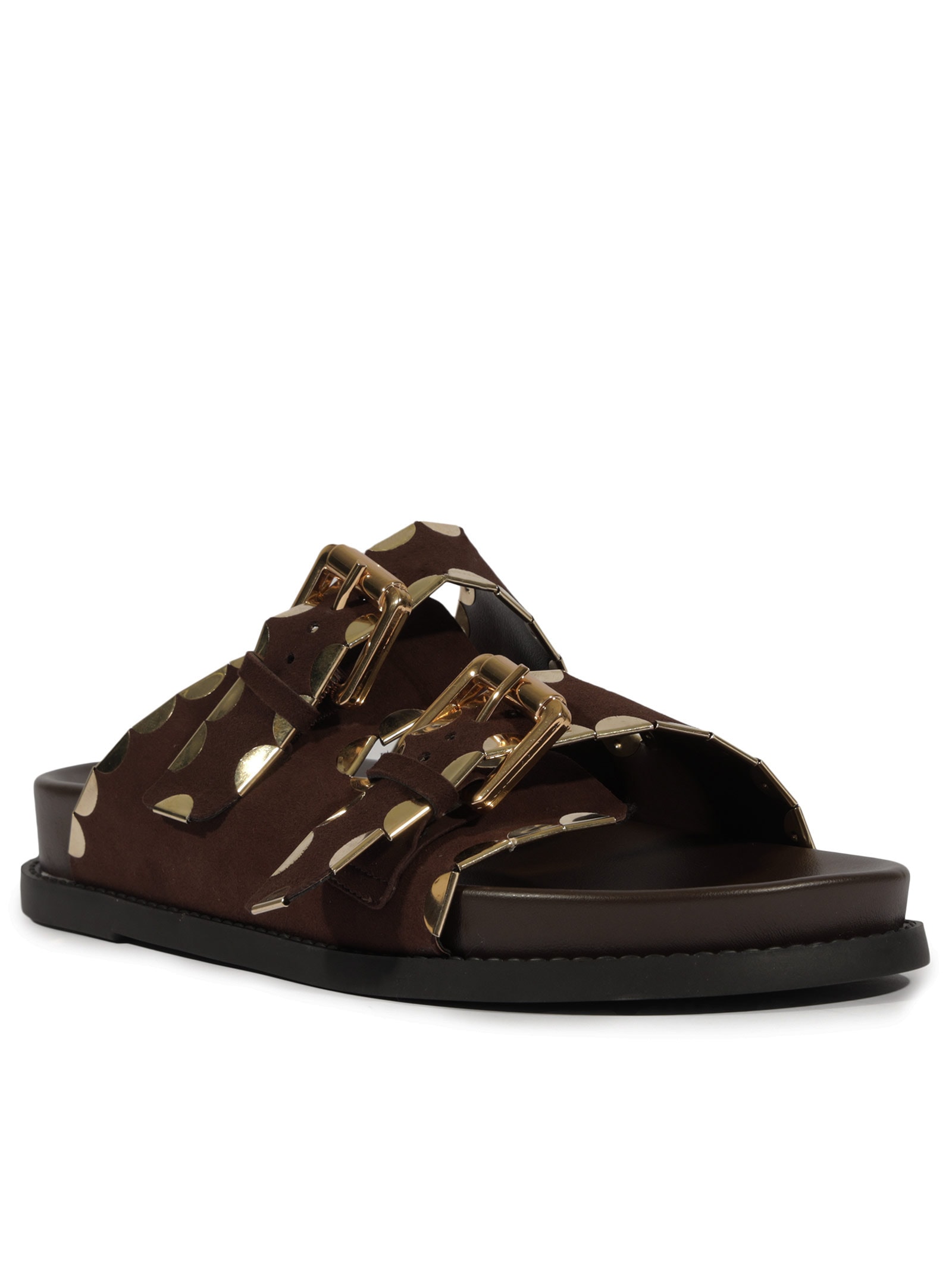 Sandália Feminina Papete Aria Sporty Couro Marrom Schutz