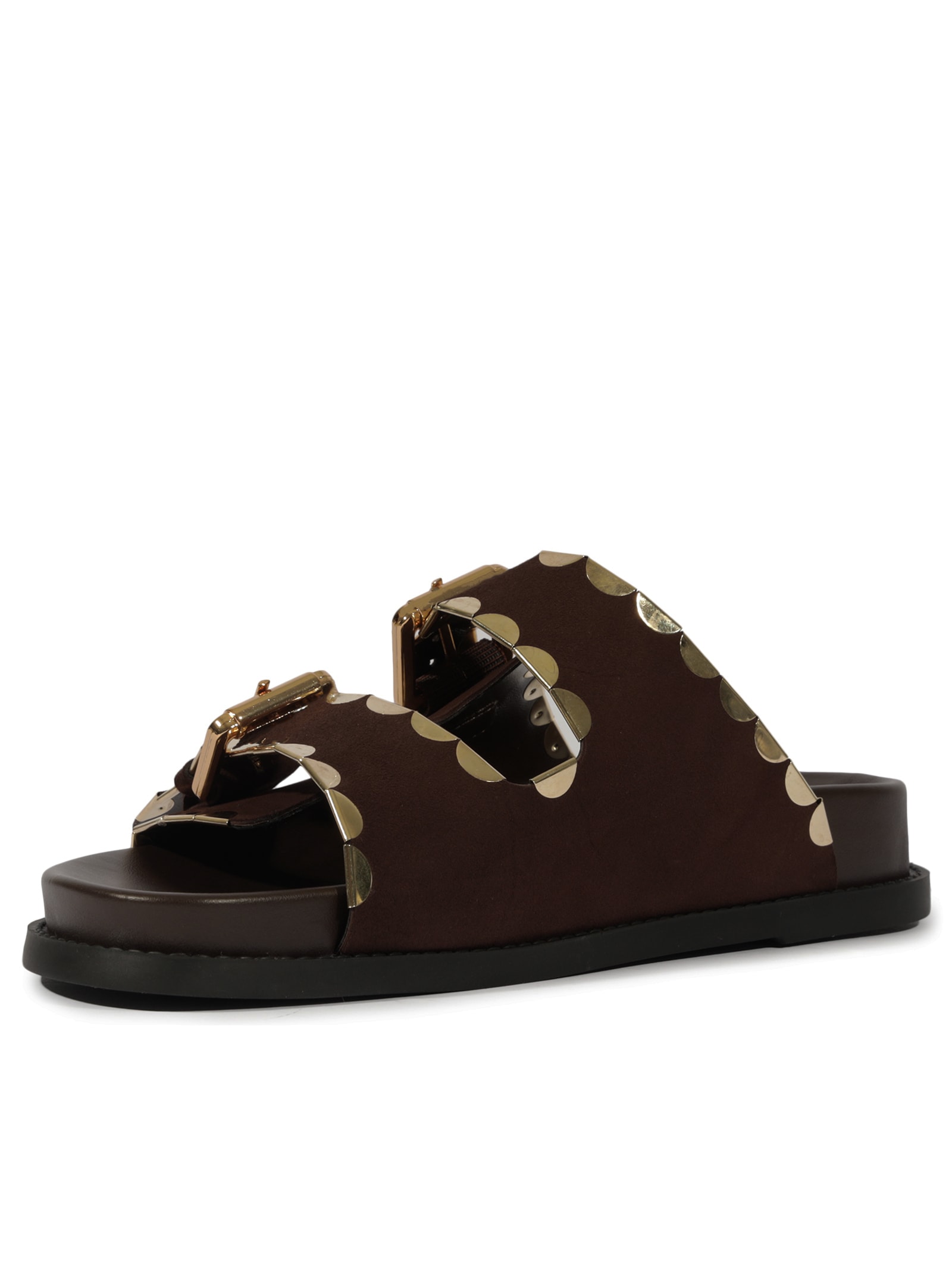 Sandália Feminina Papete Aria Sporty Couro Marrom Schutz