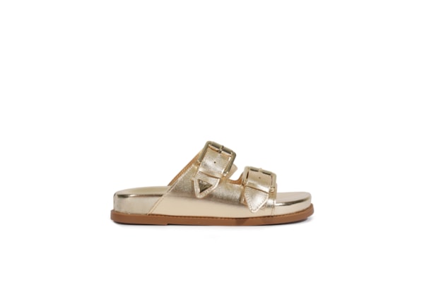 Sandália Feminina Papete Aurora Couro - Dourado