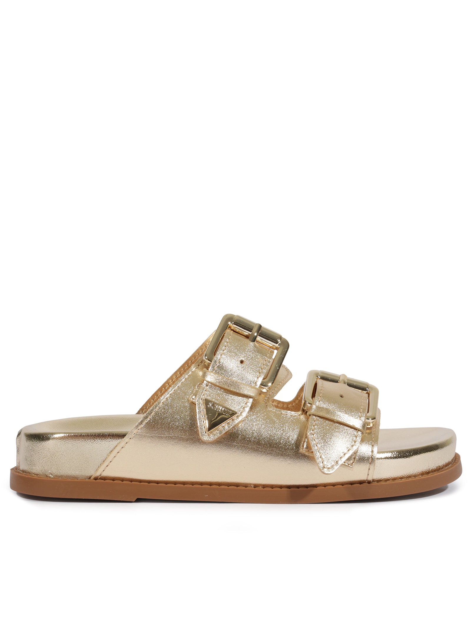 Sandália Feminina Papete Aurora Couro Dourado Schutz