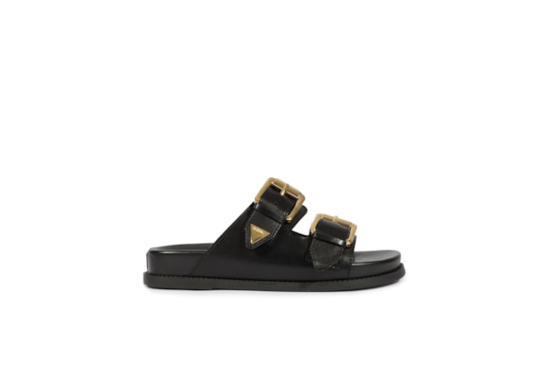 Sandália Feminina Papete Aurora Couro - Preto