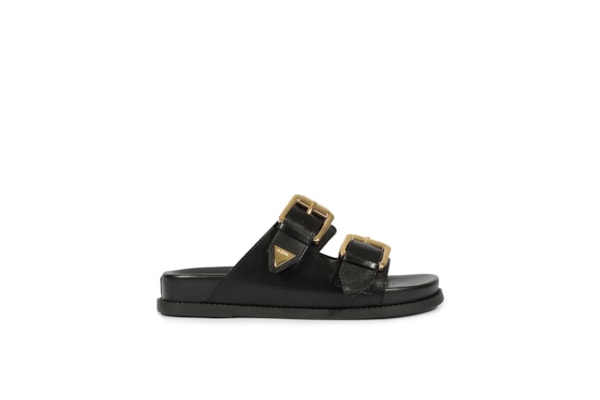 Sandália Feminina Papete Aurora Couro - Preto