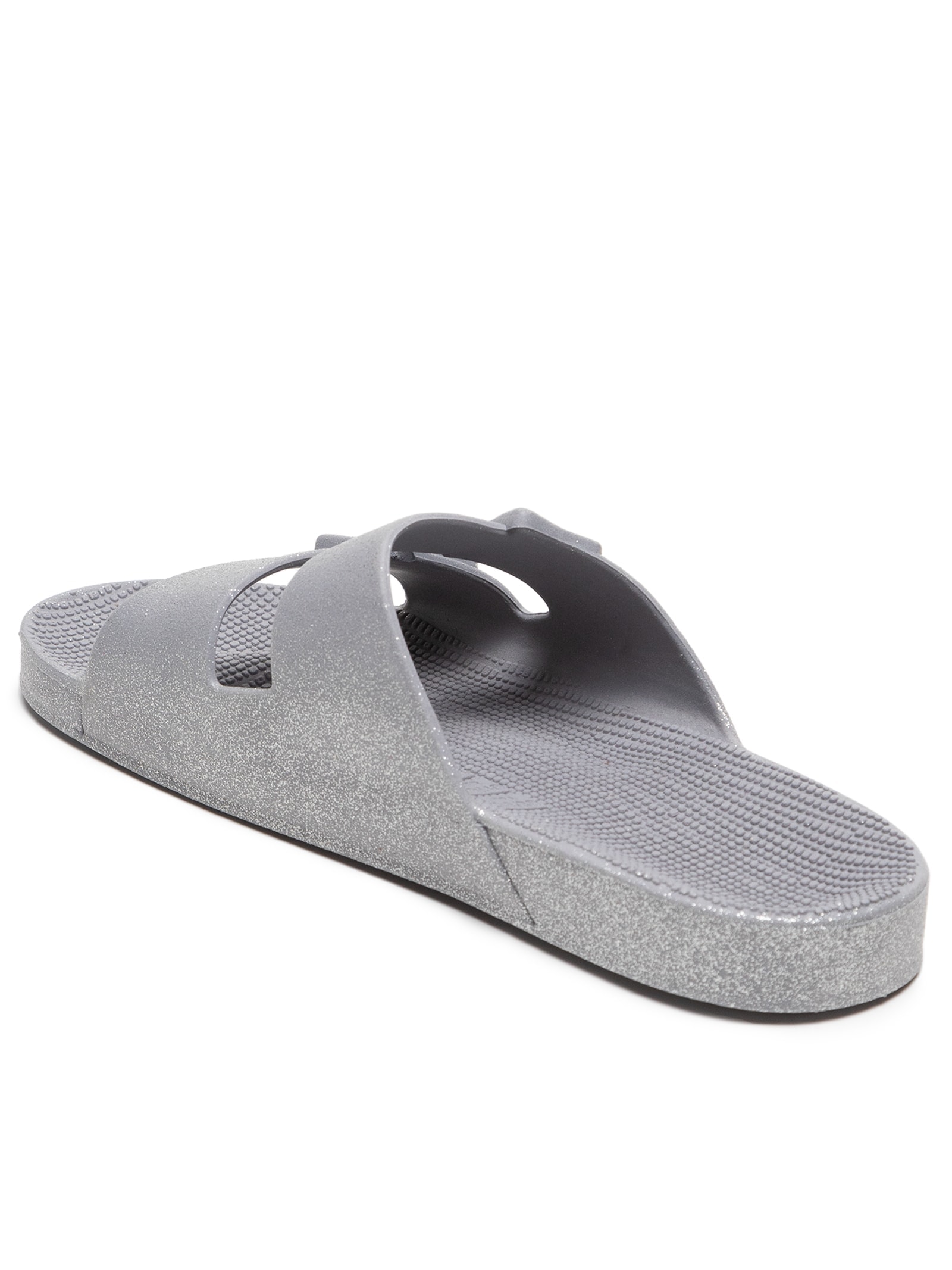 Sandália Feminina Papete Brilho Prata Linus