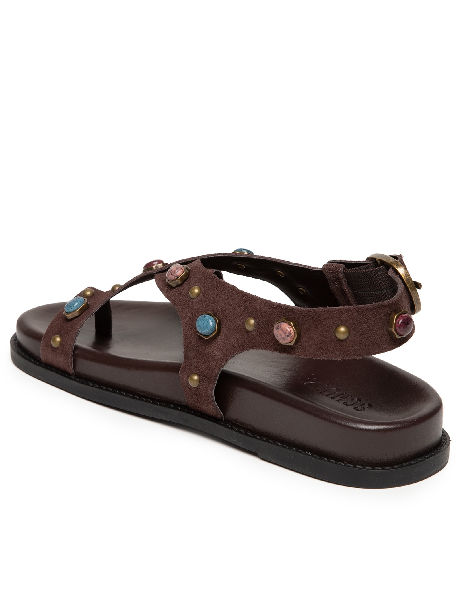 Sandália Feminina Papete Pedras Marrom Schutz