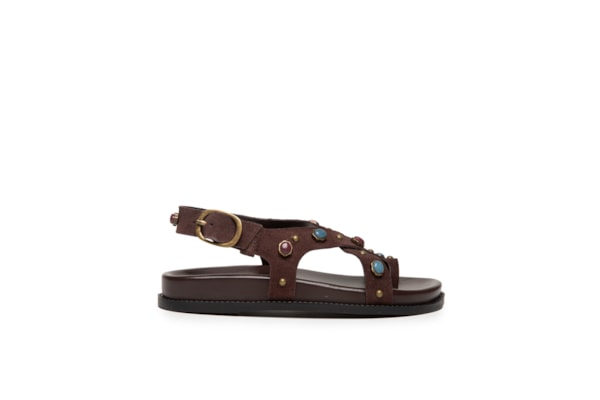 Sandália Feminina Papete Pedras - Marrom