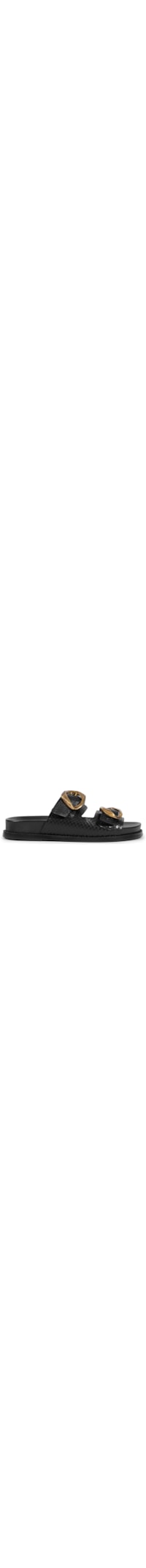 Sandália Feminina Papete Slide Olga Sporty Couro - Preto