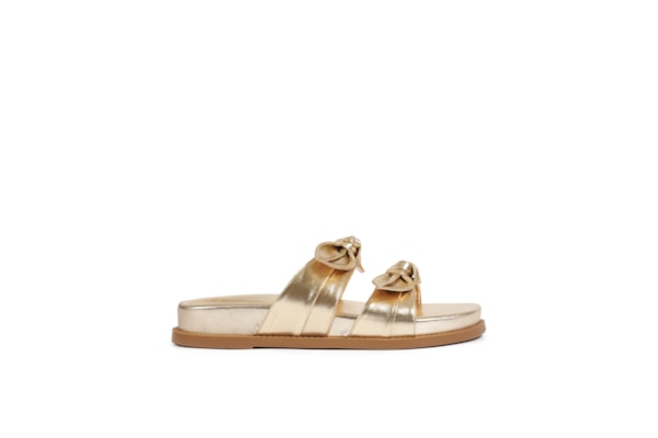 Sandália Feminina Papete Sporty Couro - Dourada