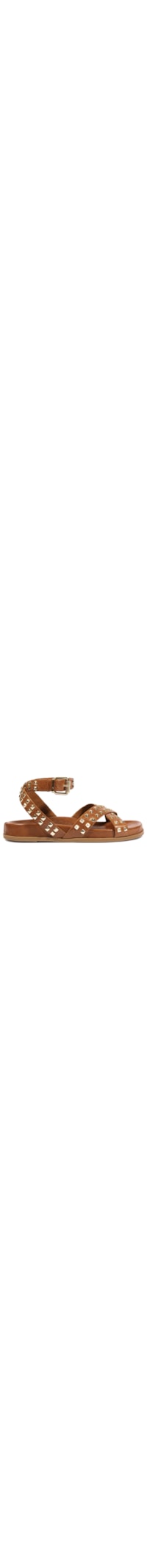 Sandália Feminina Papete Studs Carolla Couro - Marrom