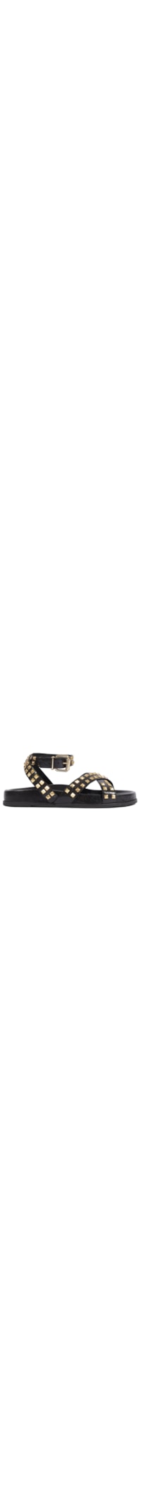Sandália Feminina Papete Studs Carolla Couro - Preto