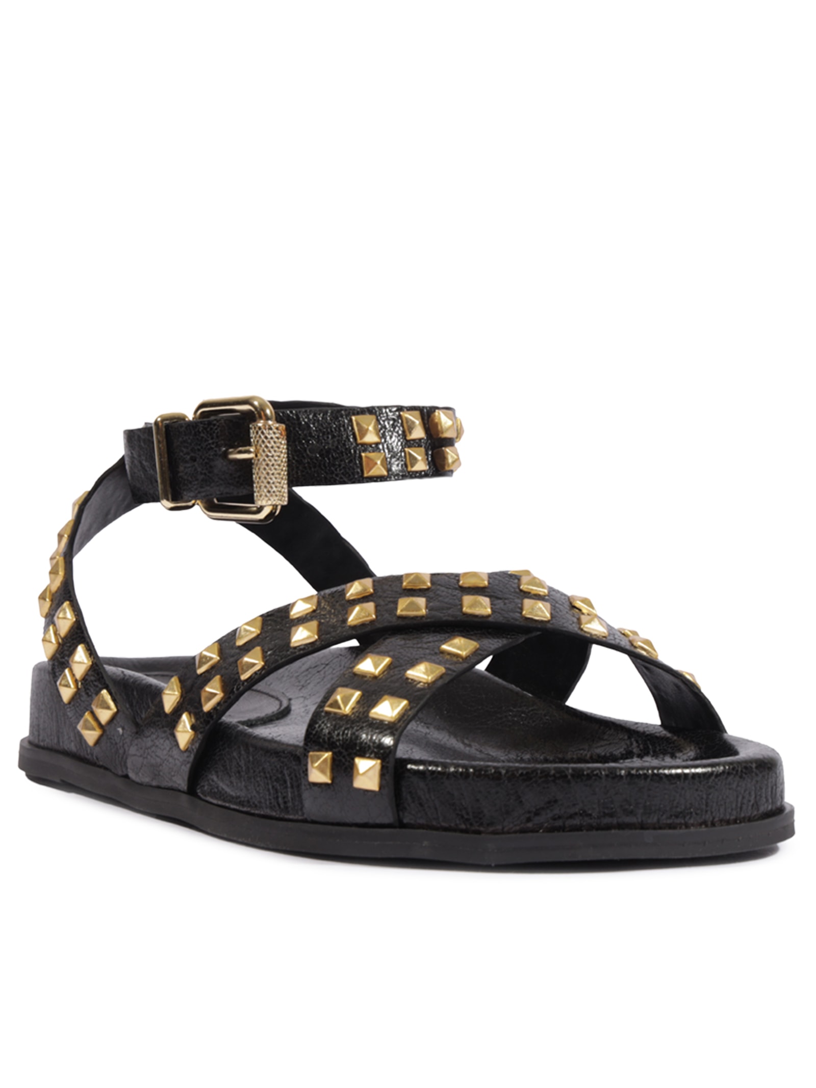 Sandália Feminina Papete Studs Carolla Couro Preto Schutz