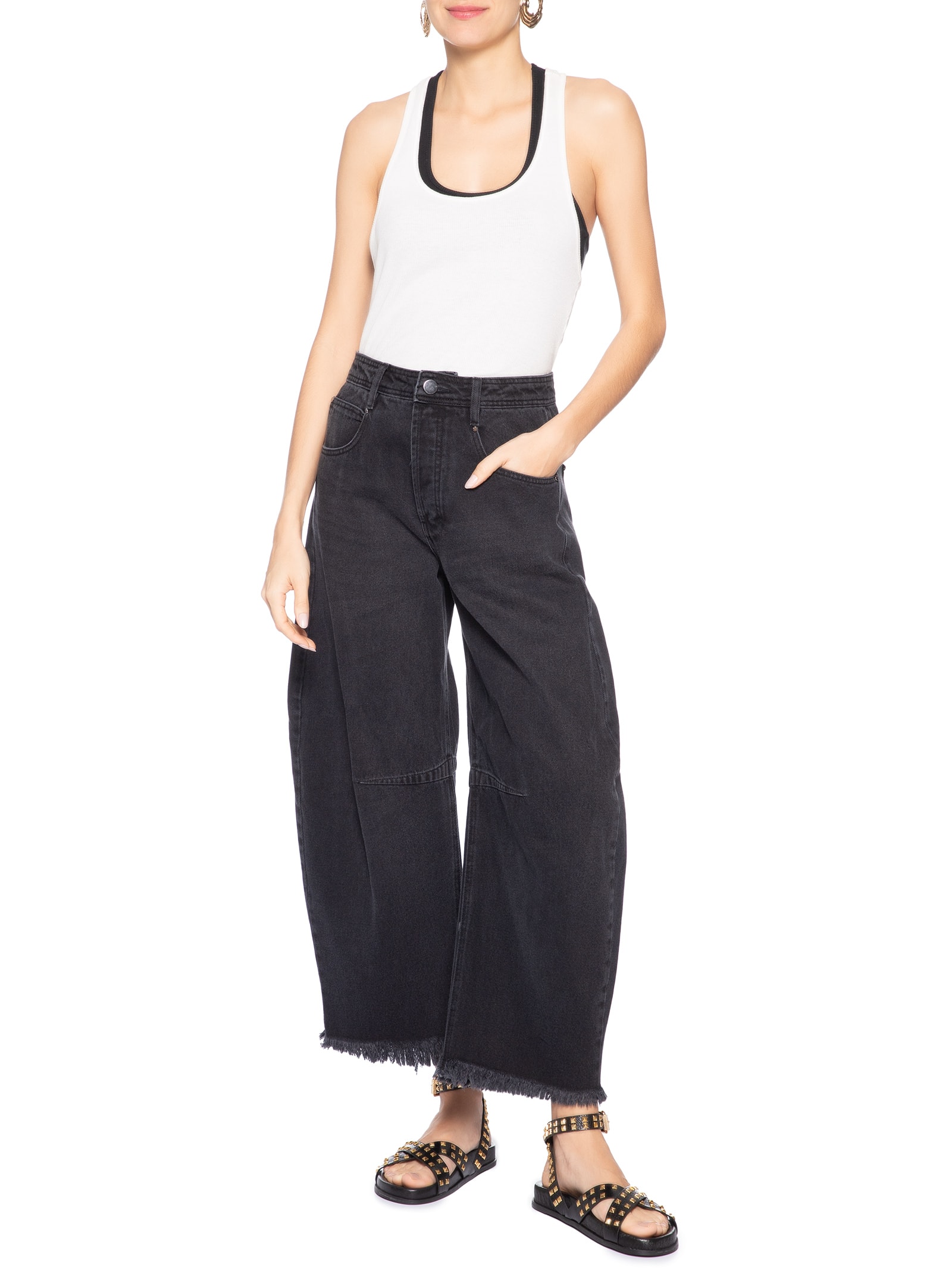 Sandália Feminina Papete Studs Carolla Couro Preto Schutz