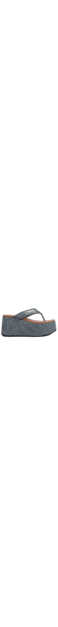 Sandália Feminina Plataforma Bico Redondo Denim - Verde