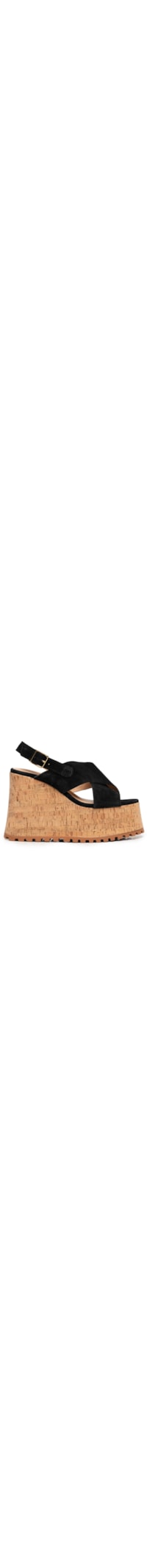 Sandália Feminina Plataforma Camurça - Preto
