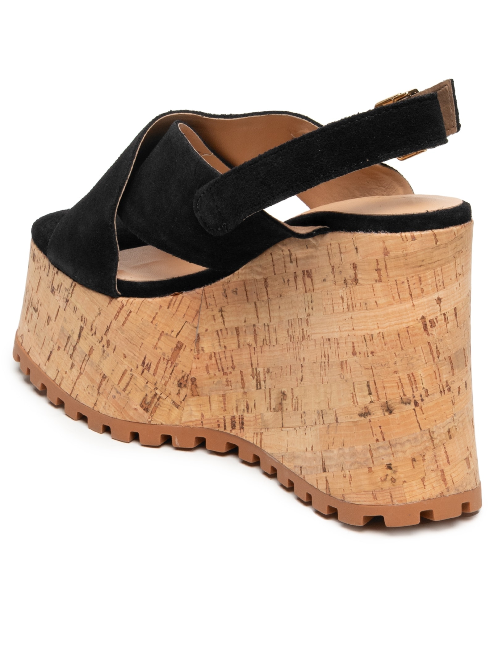 Sandália Feminina Plataforma Camurça Preto Luiza Barcelos