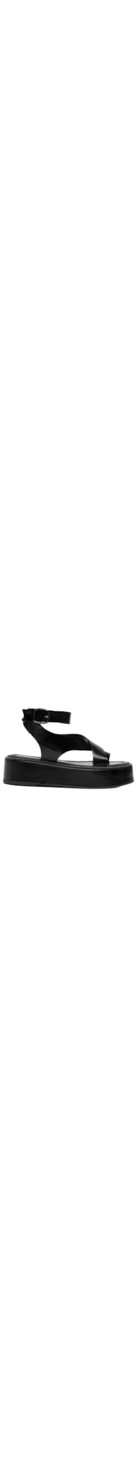 Sandália Feminina Plataforma Couro Com Tiras - Bege