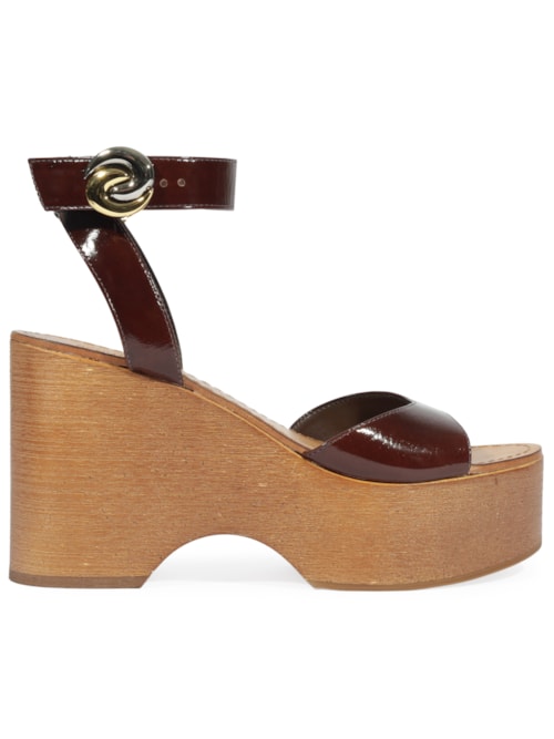 Sandália Feminina Plataforma Couro – Marrom