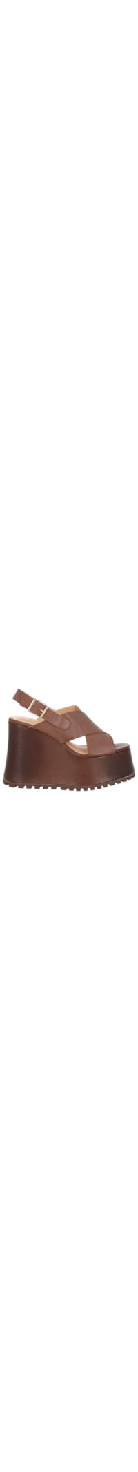 Sandália Feminina Plataforma Em Couro - Marrom