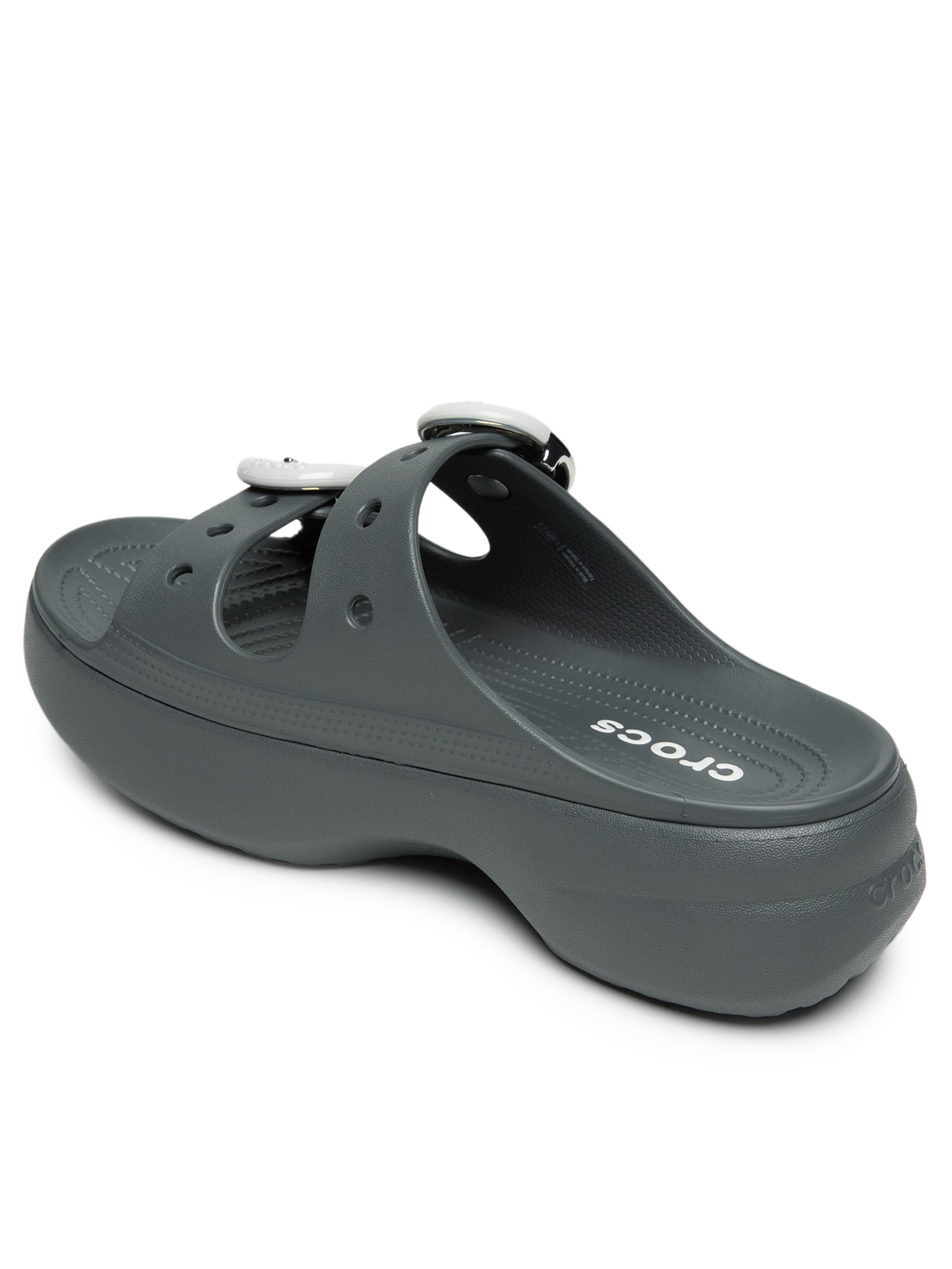 Sandália Feminina Plataforma Saturday Dipped Buckle Cinza Crocs