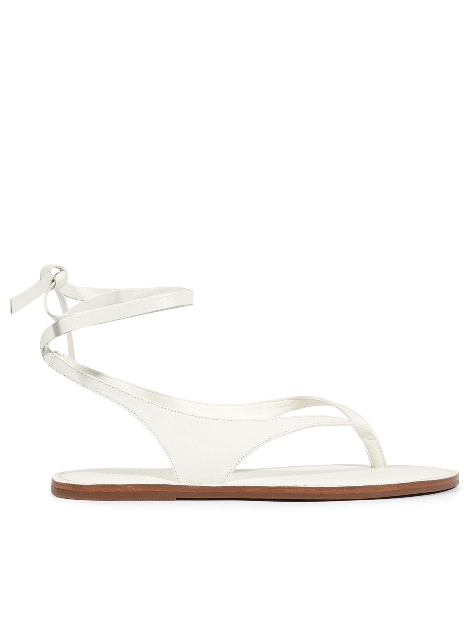 Sandália Feminina Rasteira Amarração Couro Branco Schutz