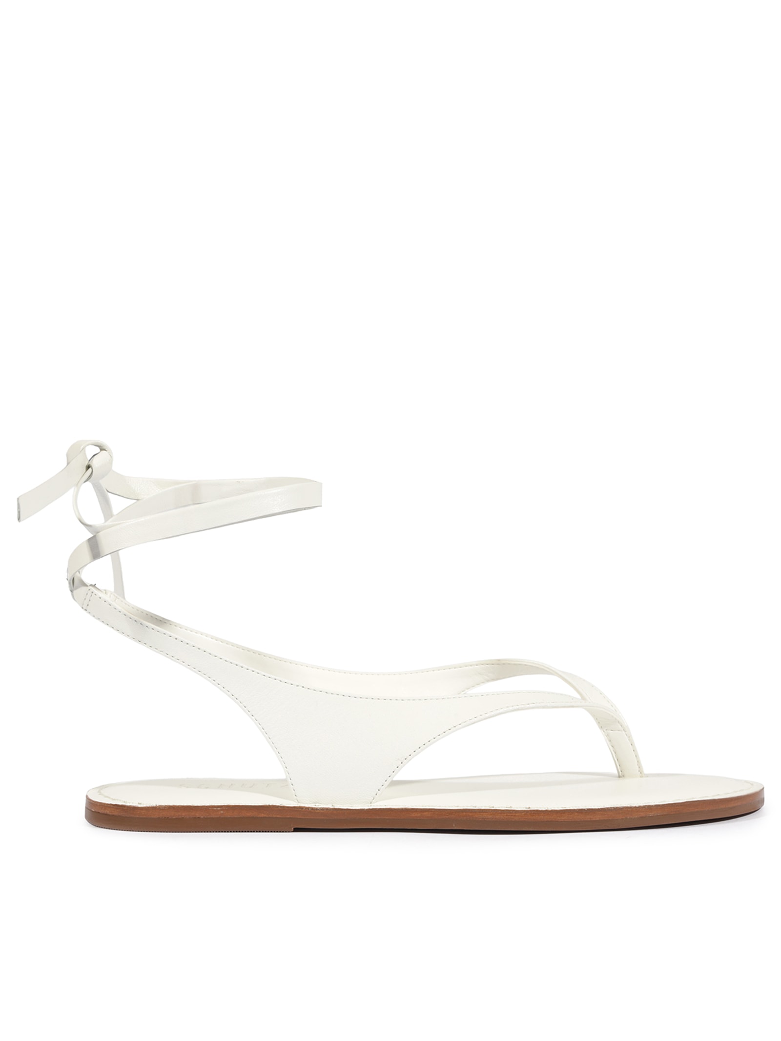 Sandália Feminina Rasteira Amarração Couro Branco Schutz